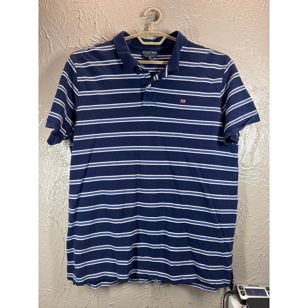 Ralph Lauren Polo Jeans Co. Men's Short Sleeve Polo Shirt Navy Blue Stripes XXL